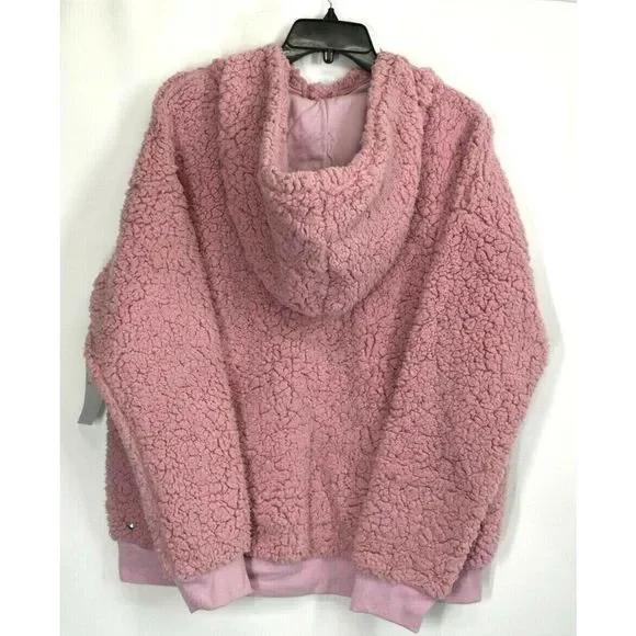 Z By Zella Womens Rare Form Faux Shearling Pullover Hoodie Funnel Long Sleeves M - Picture 2 of 7